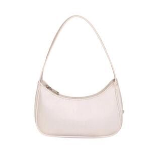 Micas Women's White Half Moon Faux Leather Zip Up Shoulder Bag